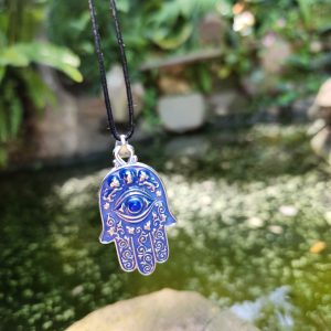 Hamsa Hand Pendant on Wax Cord