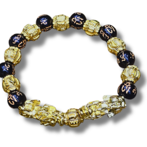 Feng Shui Bracelet Black and Gold with Pixiu