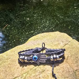 Evil eye band with Hamsa hand
