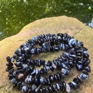 Snowflake Obsidian Chip Bracelet