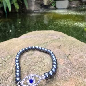 Hematite Bracelet with Evil Eye