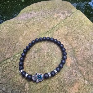 Lava Beads with Hamsa Hand