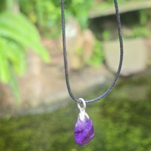 Amethyst Pendant Small on Wax Cord
