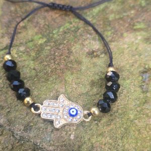 Hamsa Hand Evil Eye Pull String Bracelet
