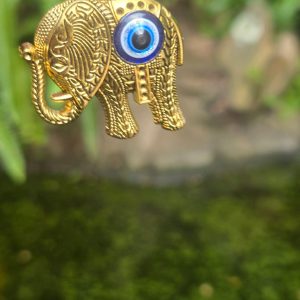 Gold Elephant Evil Eye Key Chain