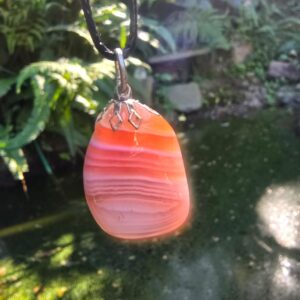 Botswana Agate Large Crystal Pendant on a Wax Cord