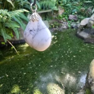 Howlite Crystal Pendant on a Wax Cord