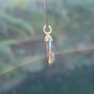 Hematite Small Crystal Pendant on a Wax Cord