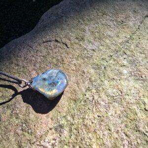 Labradorite Large Tumbled Pendant on Wax Cord