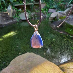 Dumortierite Crystal Small Tumbled on a Wax Cord